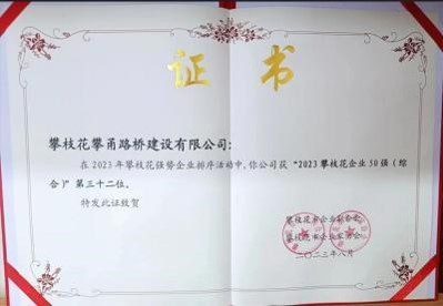 2023攀枝花企業(yè)50強(qiáng)（綜合)